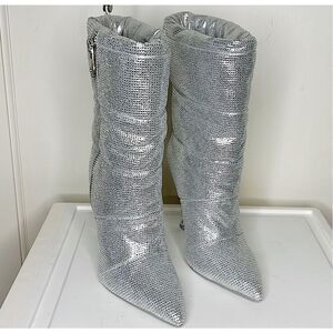 Azalea Wang Gretchen Glitter Heeled Boots New Size 7.5